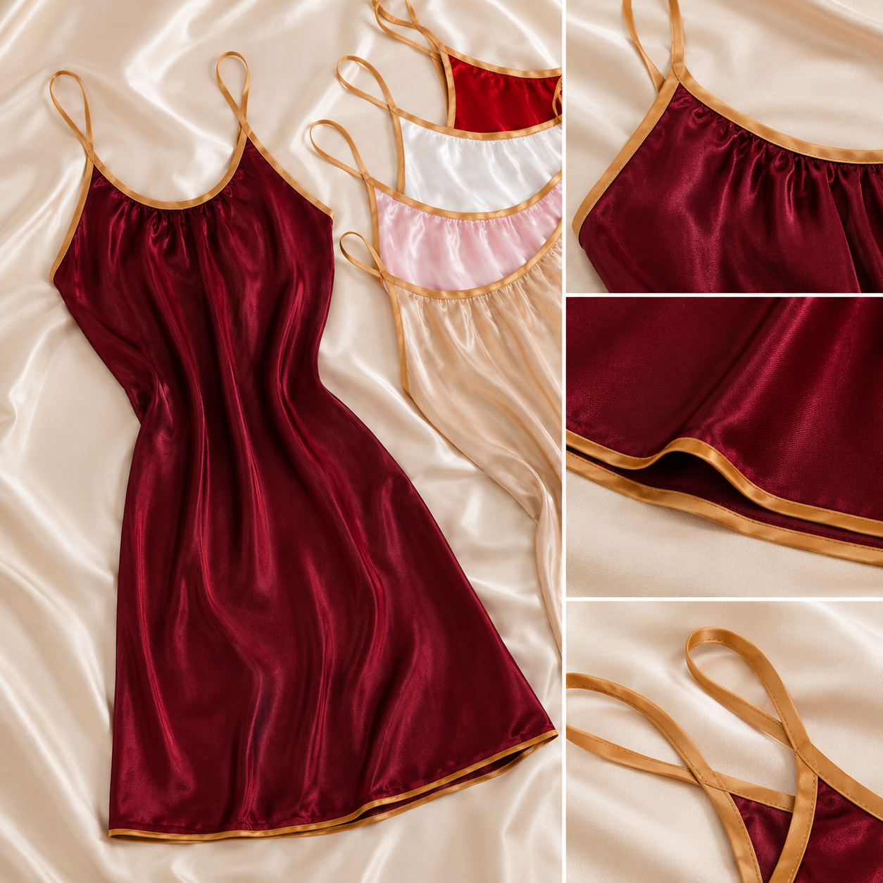 Pack Satin Élégance – 5 Nuisettes en Satin