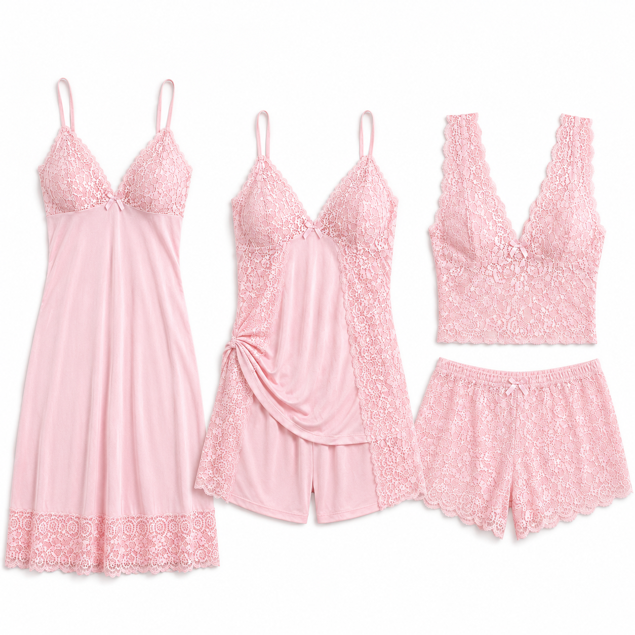 Pack Nuit 3 Pièces — Satin & Dentelle
