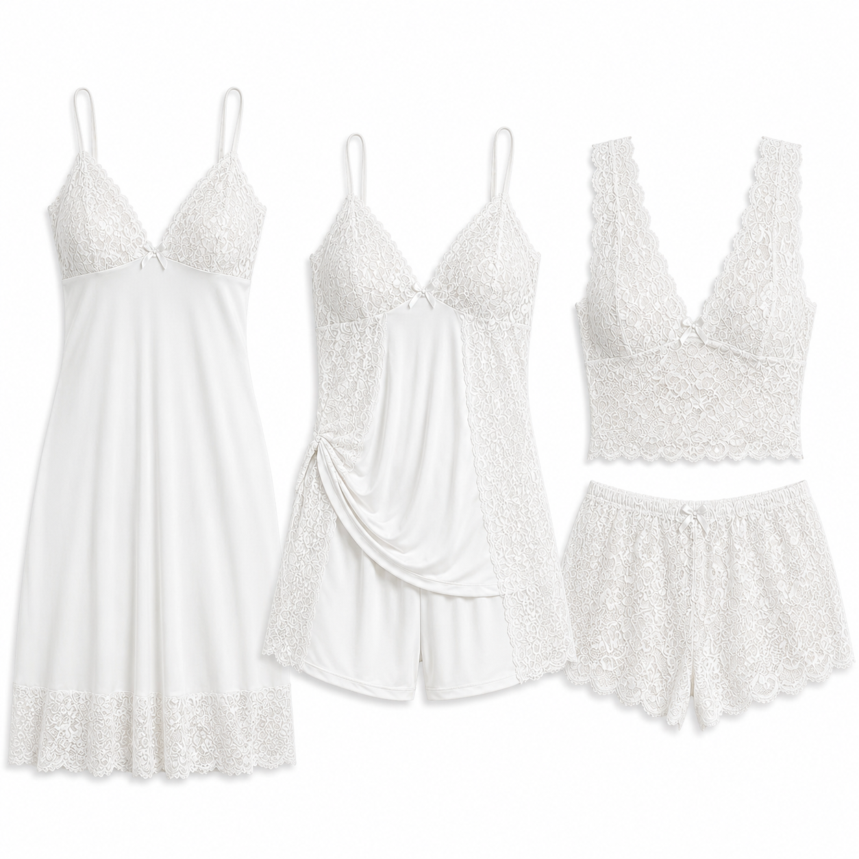 Pack Nuit 3 Pièces — Satin & Dentelle