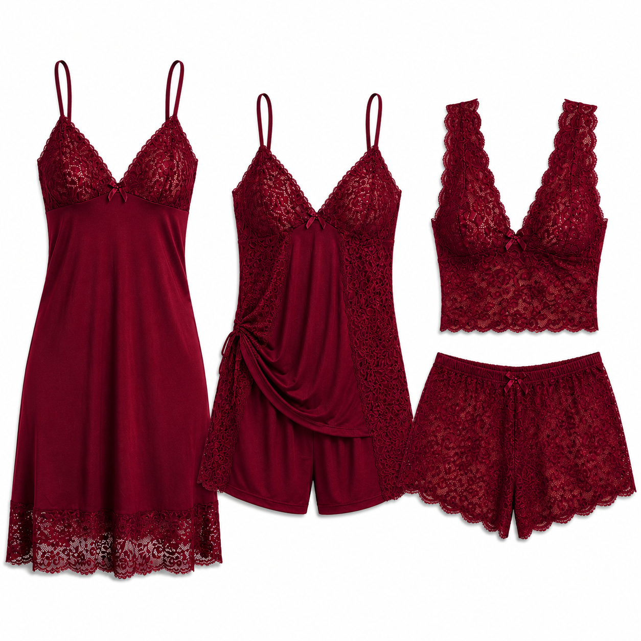 Pack Nuit 3 Pièces — Satin & Dentelle