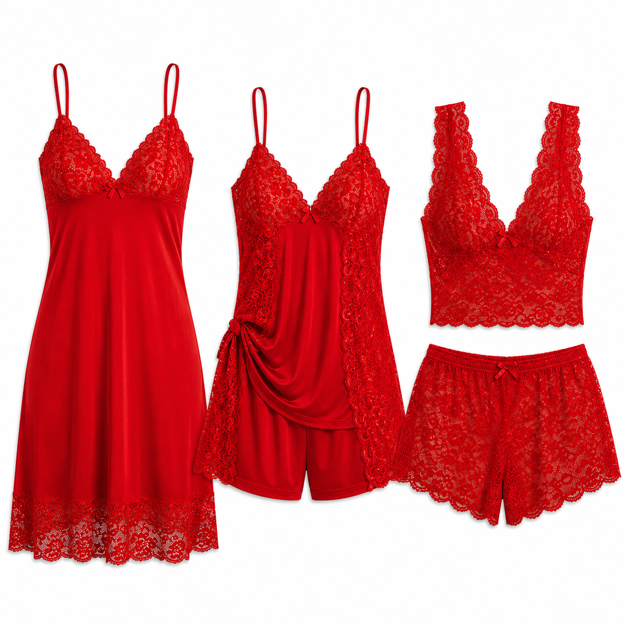 Pack Nuit 3 Pièces — Satin & Dentelle