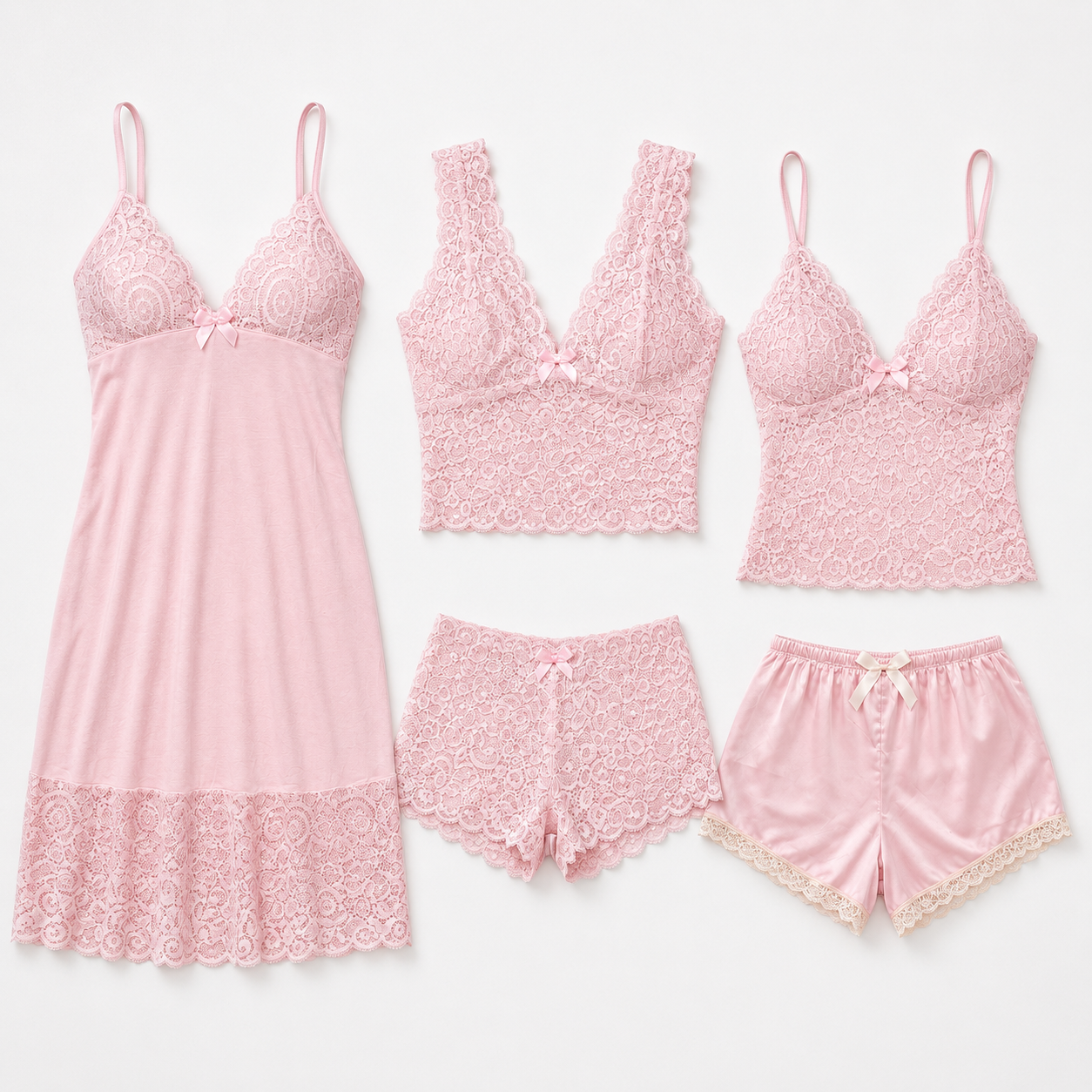 Pack Lingerie Élégance 5 Pièces – Dentelle & Satin