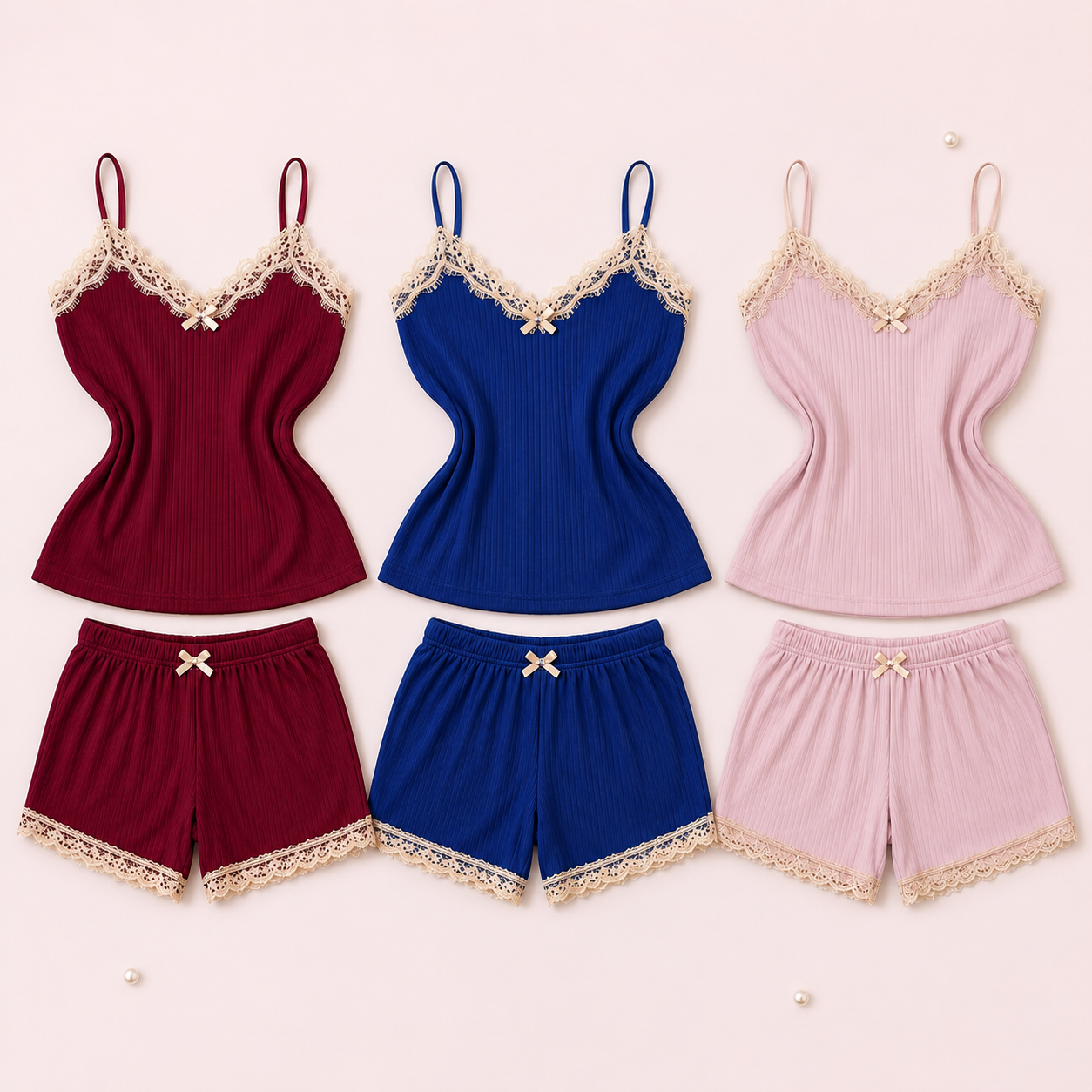 Pack Élégance Côtelée – 3 Ensembles de Nuit