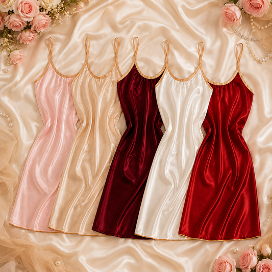 Pack Satin Élégance – 5 Nuisettes en Satin